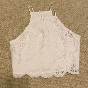 Abercrombie & Fitch White lace crop top
